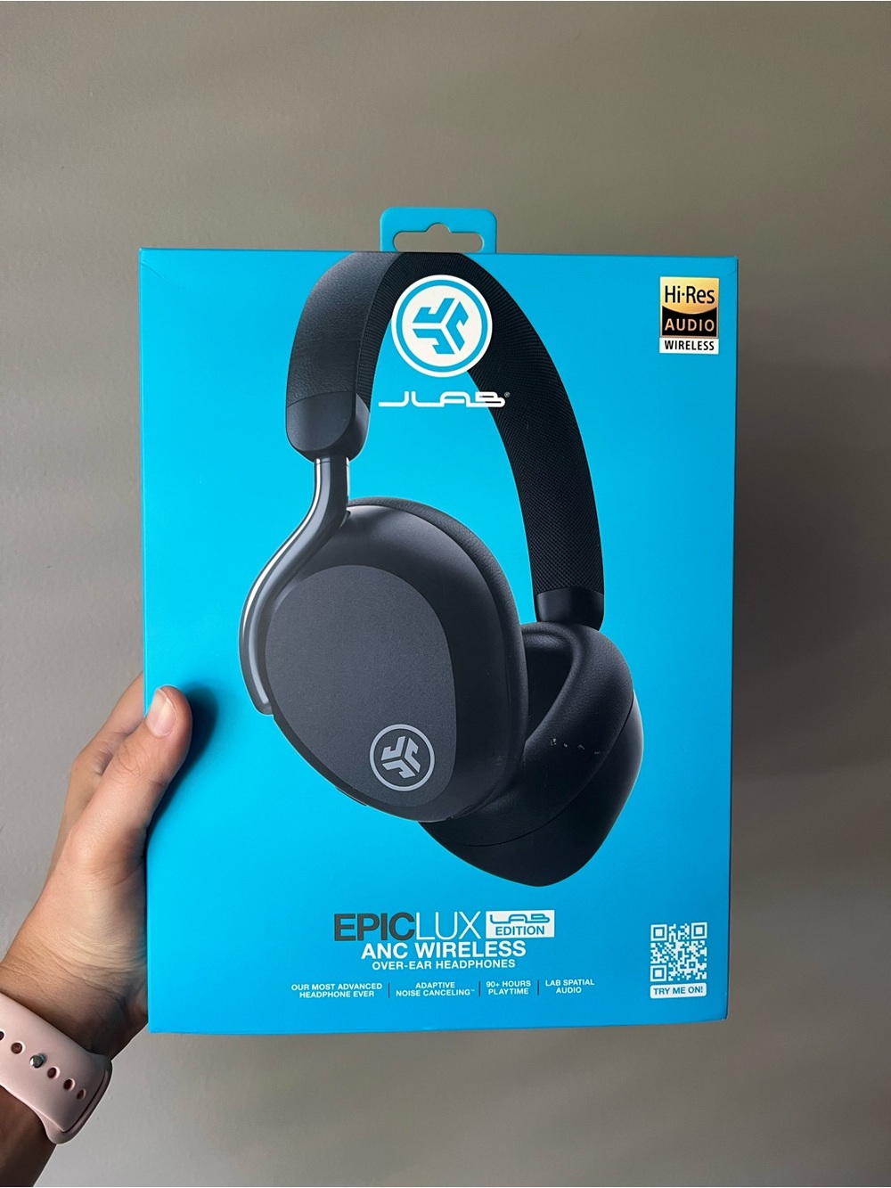 JLab, Epic Lux Lab Edition Wireless Over Ear Headphones Noise Cancelling Black